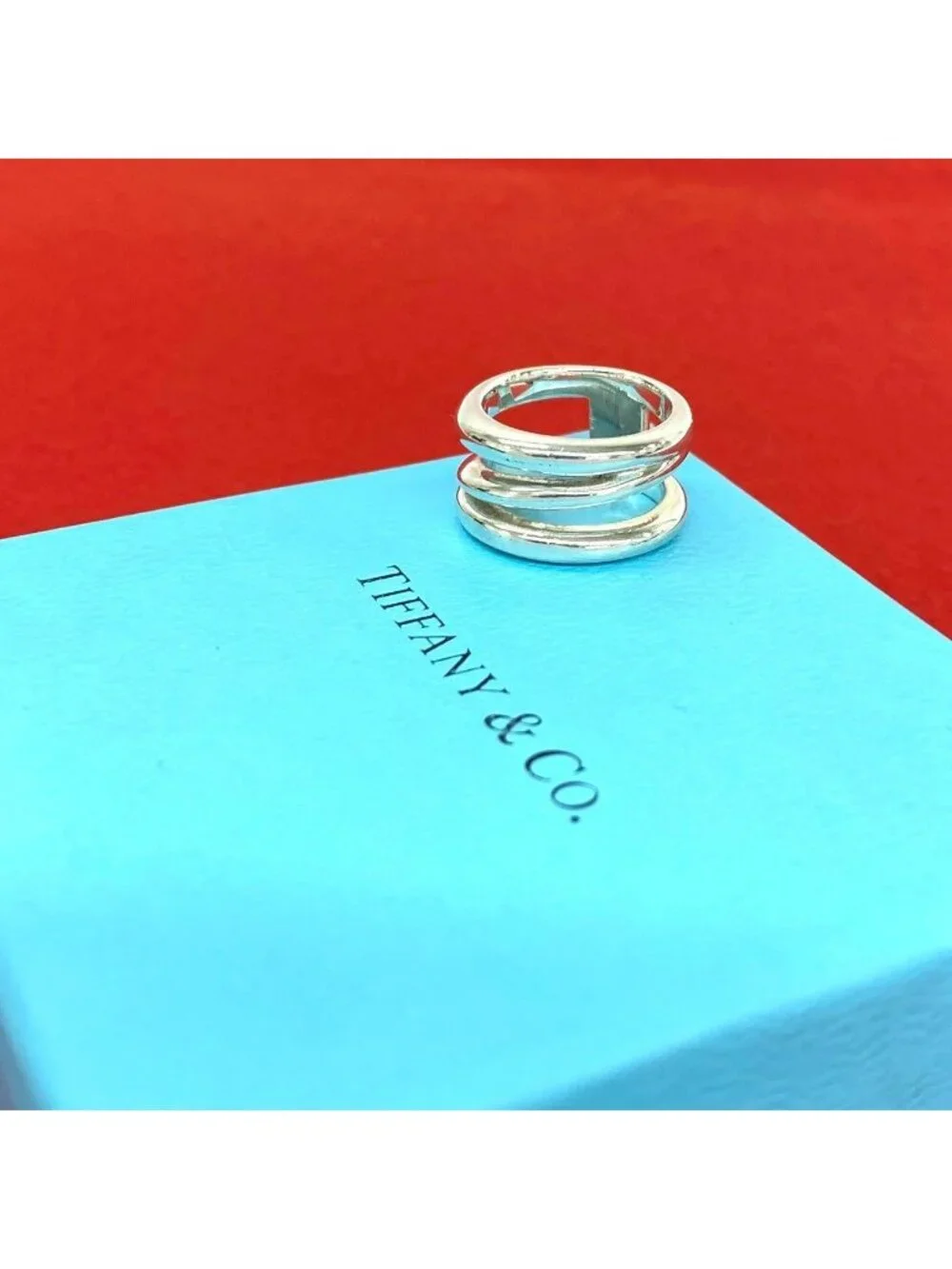 Tiffany & Co Vintage Diagonal Ring 925 Sterling Silver
